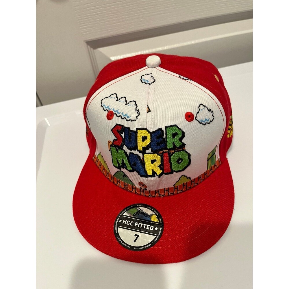 Headgear Classics Super Mario Fitted Hat Size 7 Nintendo Retro Snap Style Cap